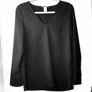 H&M Elegant Black Jeweled Women's Top Blouse Size 4